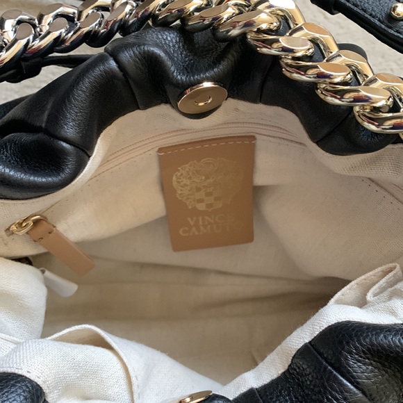 NWT VINCE CAMUTO BLACK LEATHER BAG - Picture 6 of 7